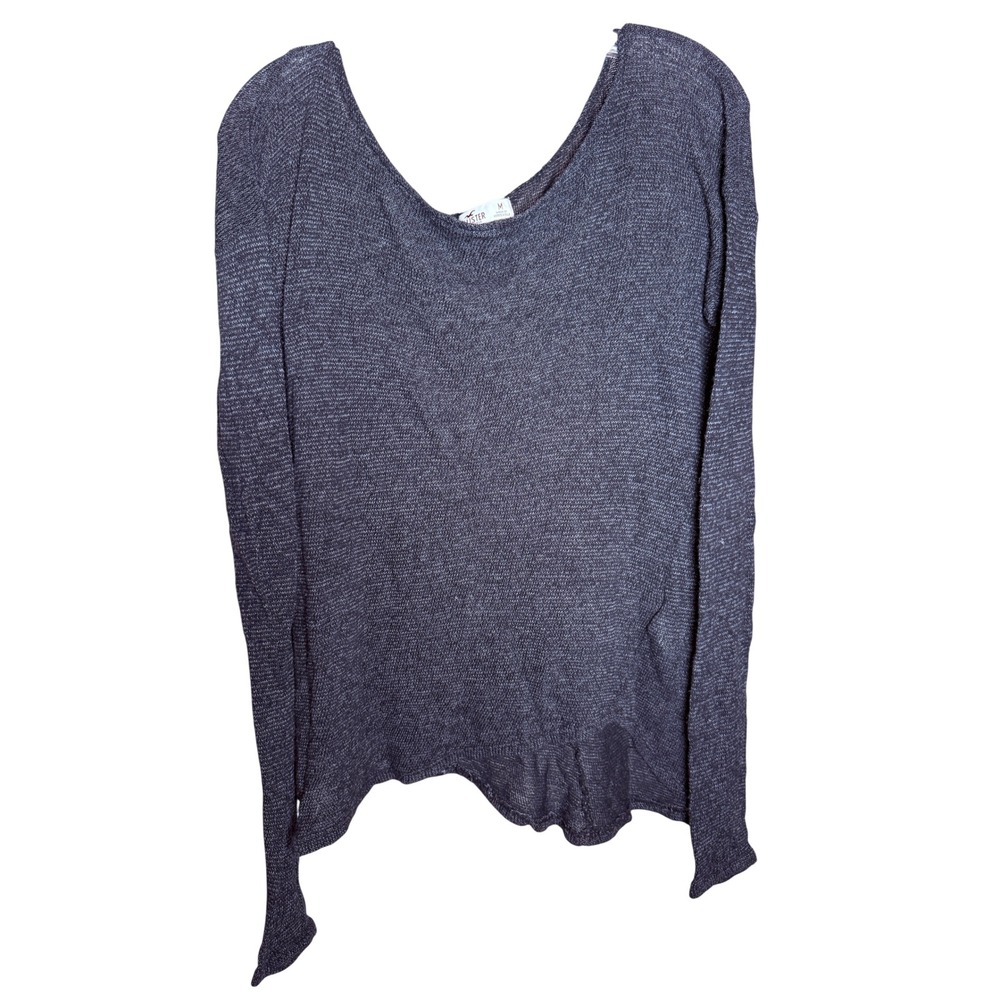 Y2K Hollister Charcoal Slouchy Knit Sweater Medium Lightweight Grunge Coquette
